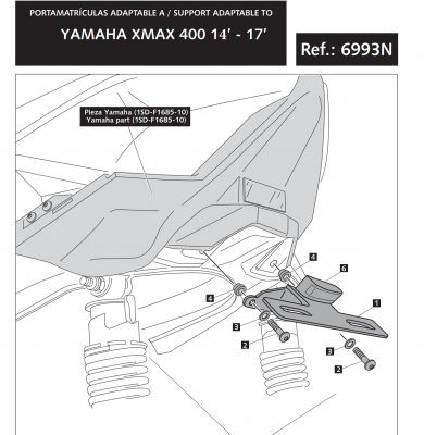 Puig kentekenplaathouder Yamaha X-Max 125