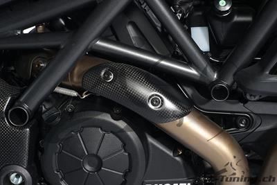 Paracalore scarico in carbonio su collettore Ducati Diavel