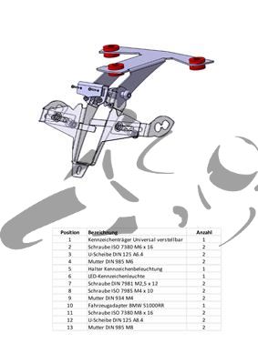 Hllare fr registreringsskylt BMW S 1000 R