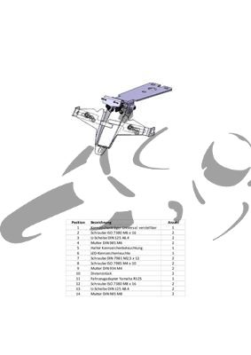 Support de plaque dimmatriculation Yamaha R125