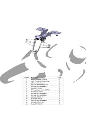 Kennzeichenhalter Suzuki GSR 750 (Mail von Tecbike 09.11.22 nicht mehr lieferbar)