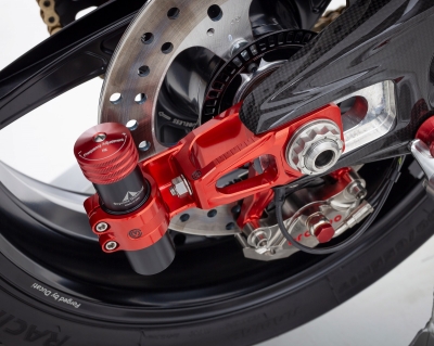 Moto Corse Kettenspanner und Brems�halterung mit Resonator Ducati Panigale V4