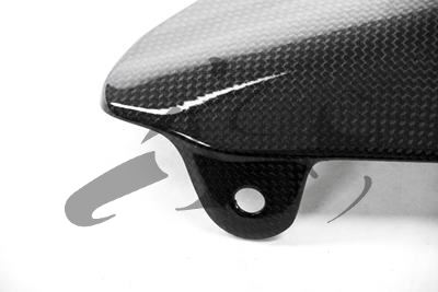 Carbon Ilmberger kofferbeschermer op uitlaat Ducati Monster 1200