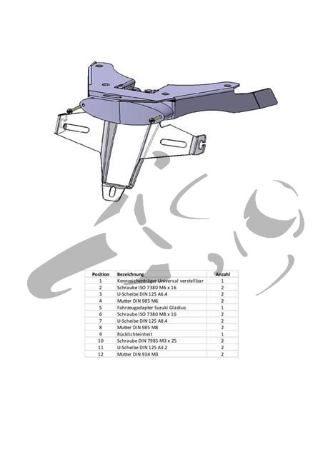 Kennzeichenhalter Suzuki SFV 650 Gladius