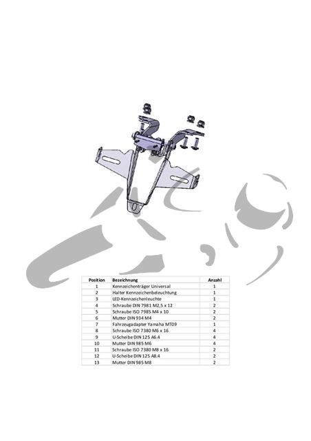 Yamaha MT-07 2019 Kennzeichen Halter Komplett 1WS-21629-00