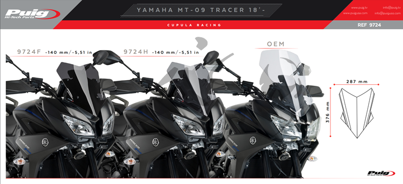 Racingscheibe Puig R-Racer Yamaha MT-09 Tracer 18-19 schwarz Windschutz 